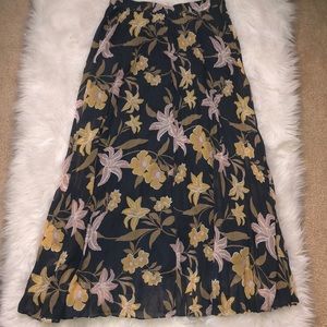 Pleated Grey-Blue maxi flower skirt